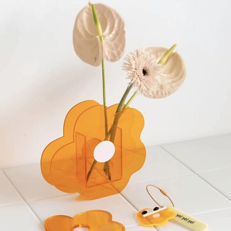 Orange Flower Shaped Acrylic Vase - The Refined Emporium