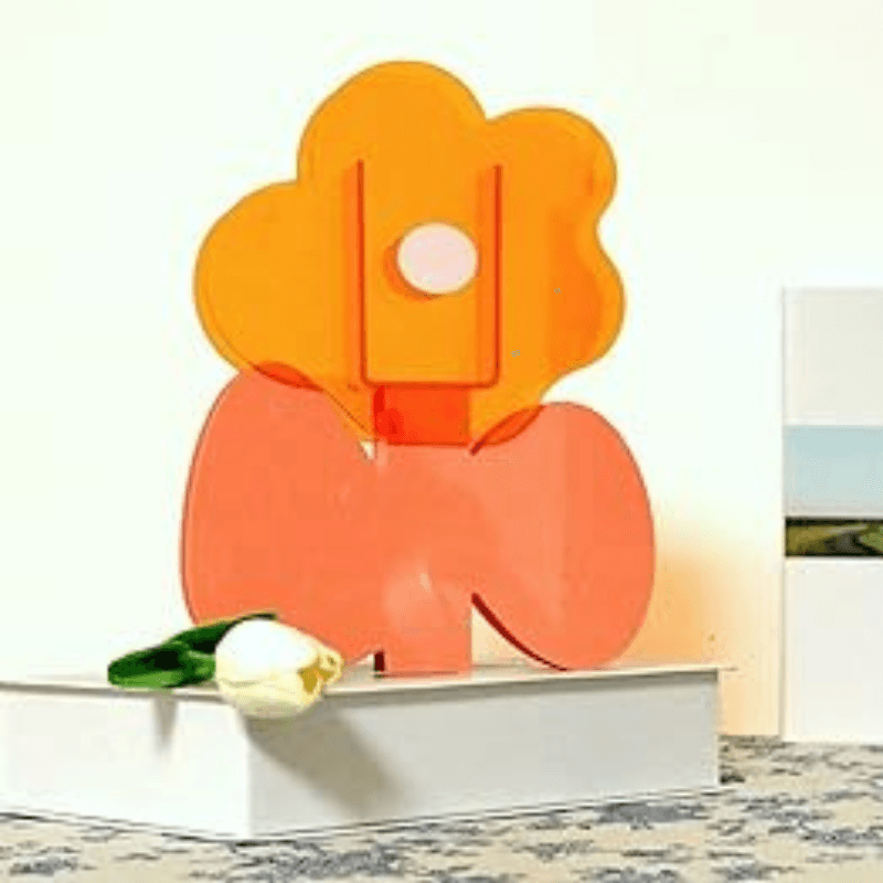 Orange Flower Shaped Acrylic Vase - The Refined Emporium