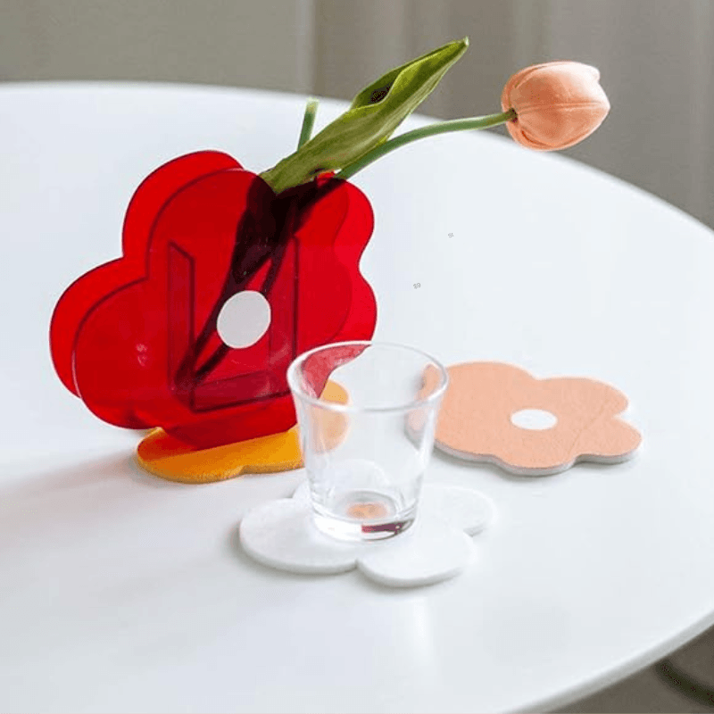 Red Flower Shaped Acrylic Vase - The Refined Emporium