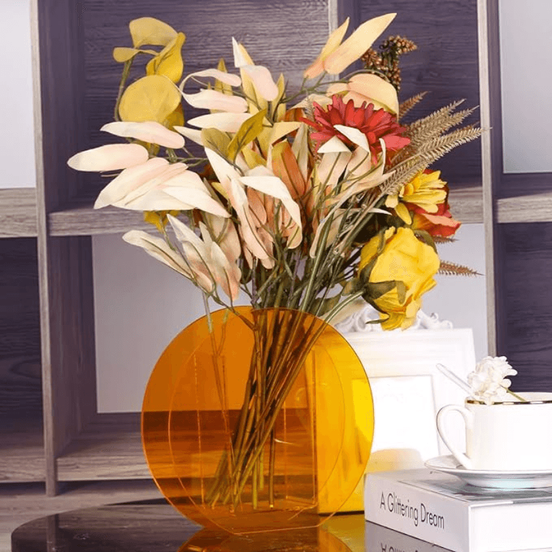 Round Orange Acrylic Vase - The Refined Emporium