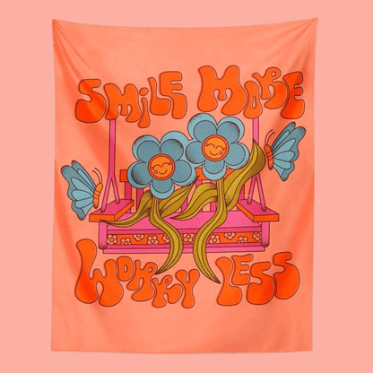 Smile More Worry Less Tapestry - The Refined Emporium