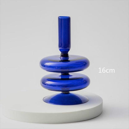Blue Glass Candlestick Holder - The Refined Emporium