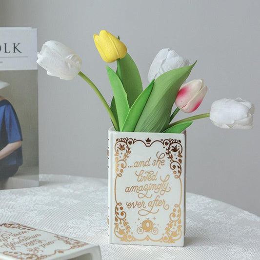 Ceramic Gold Book Vase - The Refined Emporium