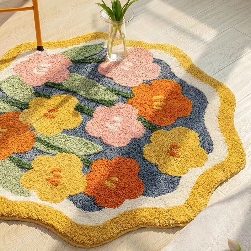 Flowers Rug Thick Faux Room Carpet - The Refined Emporium