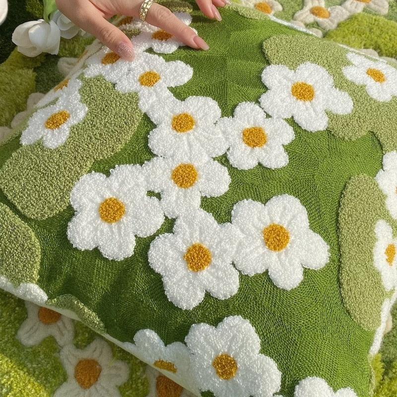 Garden Flowers Embroidery Pillow Cover - The Refined Emporium