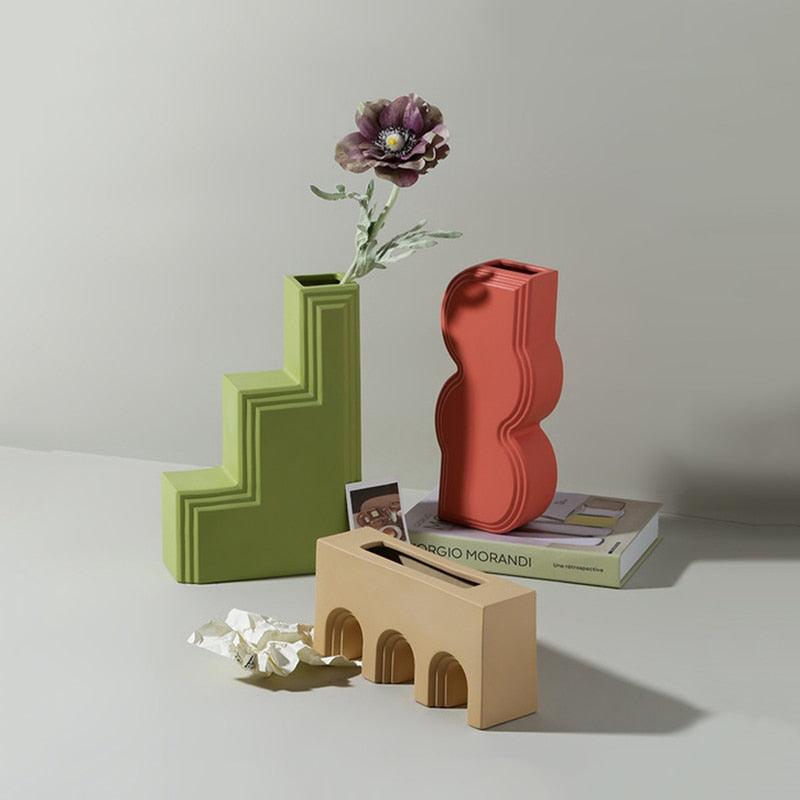Modern Geometric Ceramic Flower Vases - The Refined Emporium
