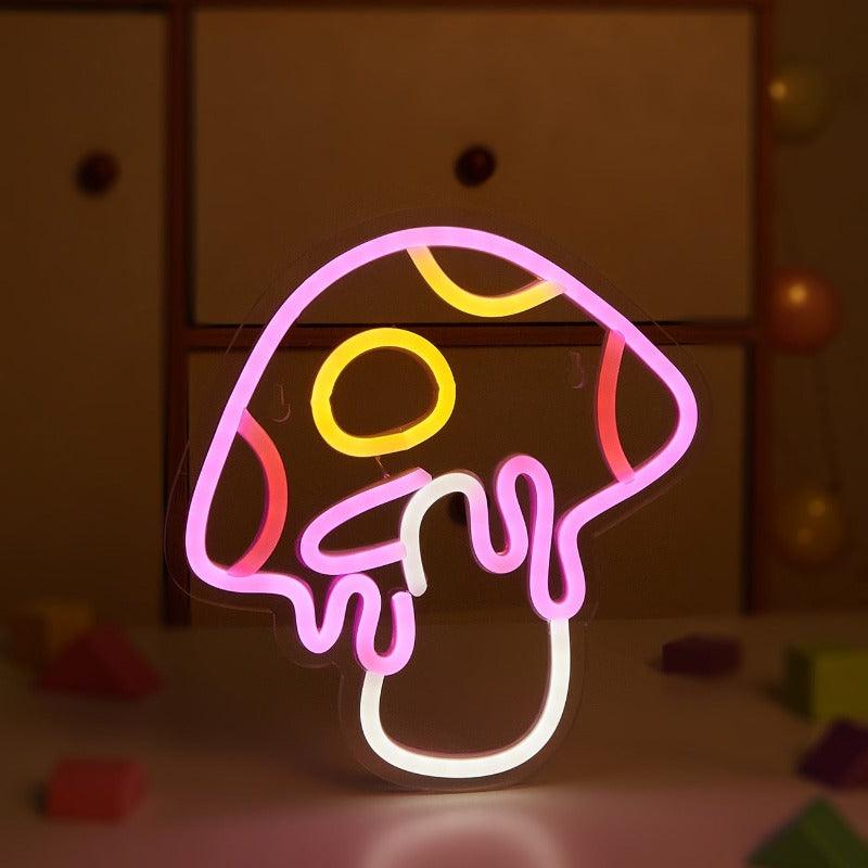 Neon Pink Mushroom Sign - The Refined Emporium