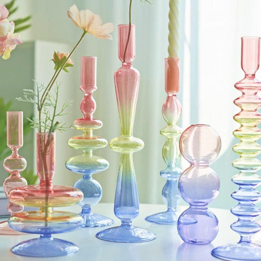 Rainbow Glass Candle Holder - The Refined Emporium