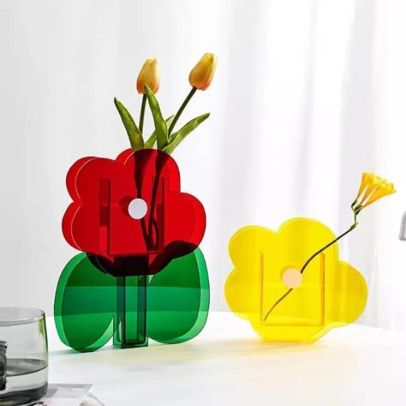 Red Flower Shaped Acrylic Vase - The Refined Emporium