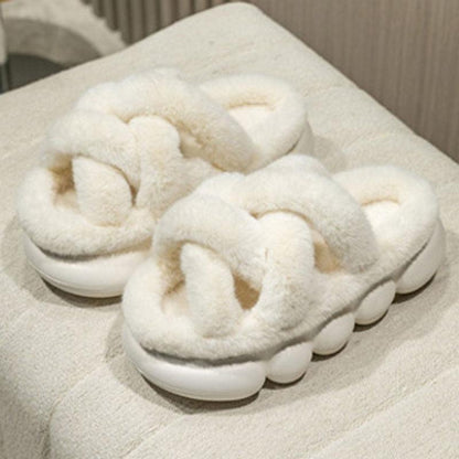Thick Sole Faux Fur Slippers - The Refined Emporium