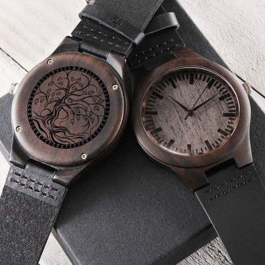 Tree of Life Engraved Wooden Watch - The Refined Emporium