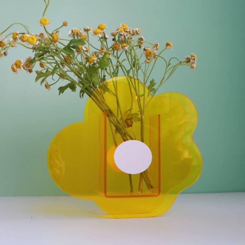 Yellow Flower Shaped Acrylic Vase - The Refined Emporium